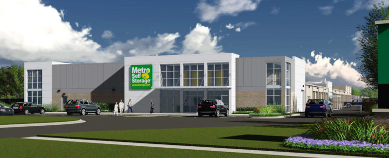 Digital rendering of a Metro Self Storage facility in New Naperville, IL.