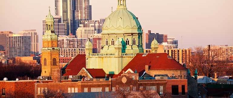 a skyline view of the south side of chicago