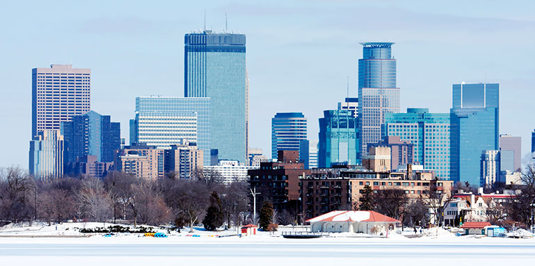 winter in Minneapolis skyline