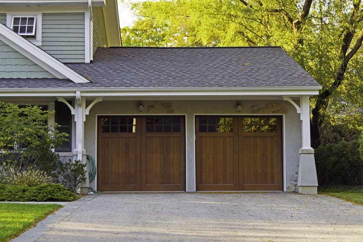 Close up of a two car garage