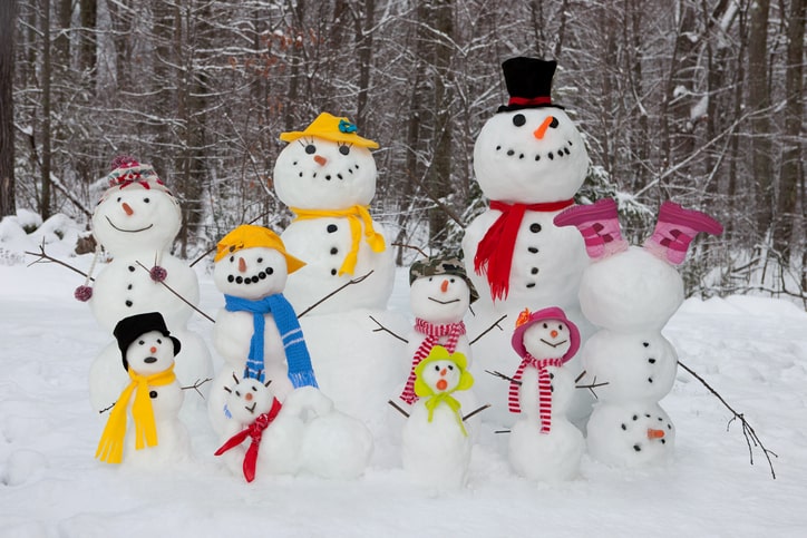 Smiling snow-family