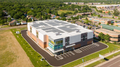 Long shot of solar panels on Metro facility