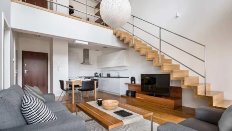 The interior of a modern minimalist-looking house